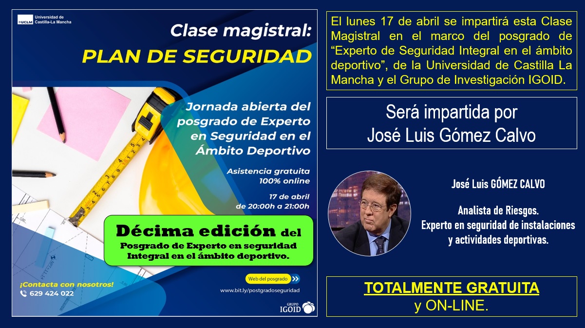 Hoy se celebra la Jornada sobre el Plan de Seguridad para la Práctica Deportiva, organizada por la UCLM-IGOID