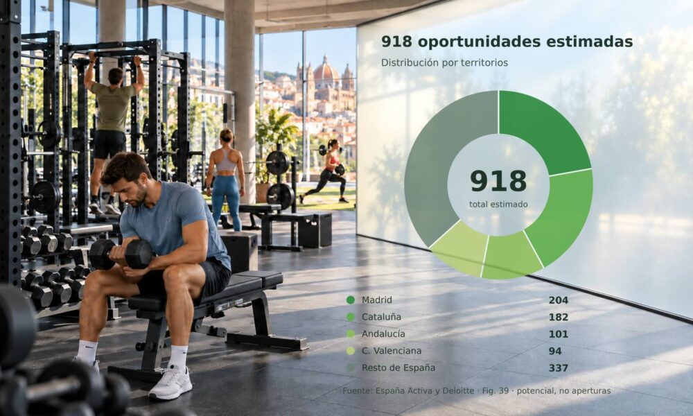 El fitness español tiene margen para 918 nuevos gimnasios, según el informe completo de España Activa y Deloitte