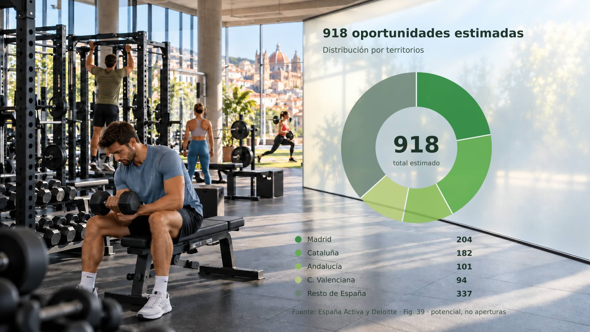 El fitness español tiene margen para 918 nuevos gimnasios, según el informe completo de España Activa y Deloitte